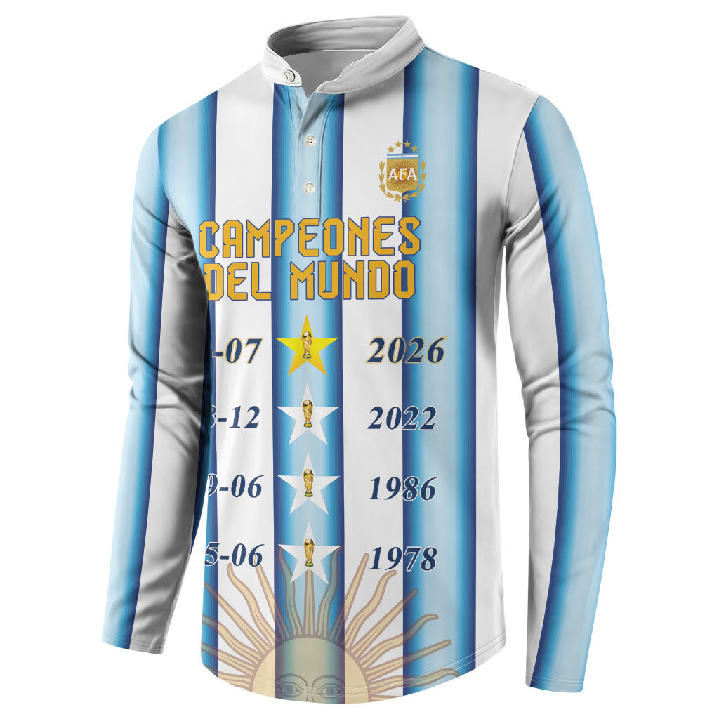 Custom Argentina Campeones Del Mundo 2026 Button Sweatshirt Four Star World Champions Glory