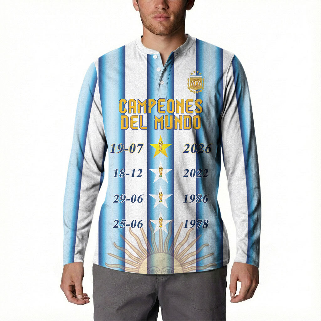 Custom Argentina Campeones Del Mundo 2026 Button Sweatshirt Four Star World Champions Glory
