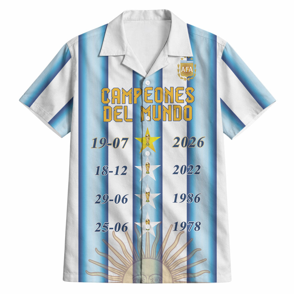 Custom Argentina Campeones Del Mundo 2026 Hawaiian Shirt Four Star World Champions Glory