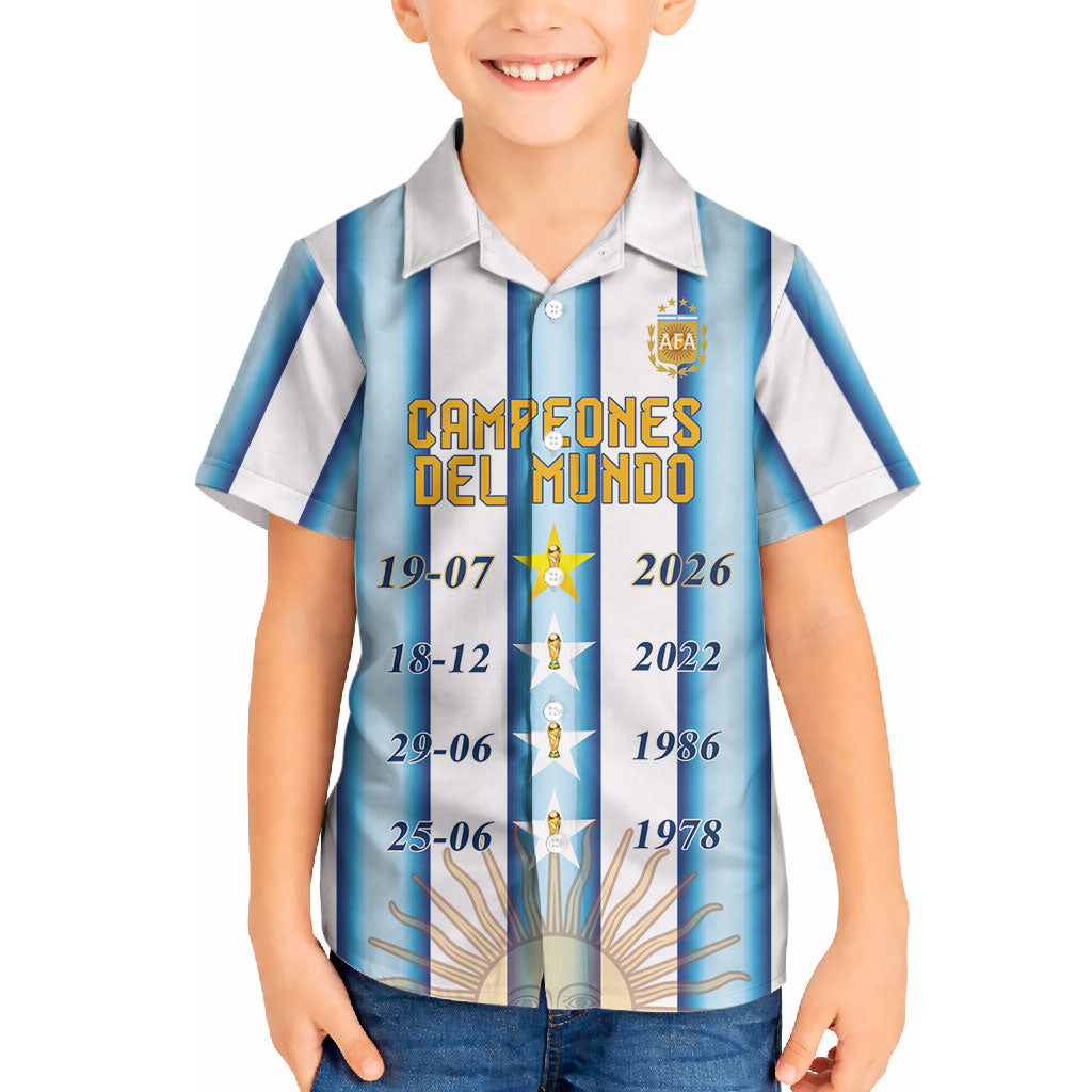 Custom Argentina Campeones Del Mundo 2026 Hawaiian Shirt Four Star World Champions Glory