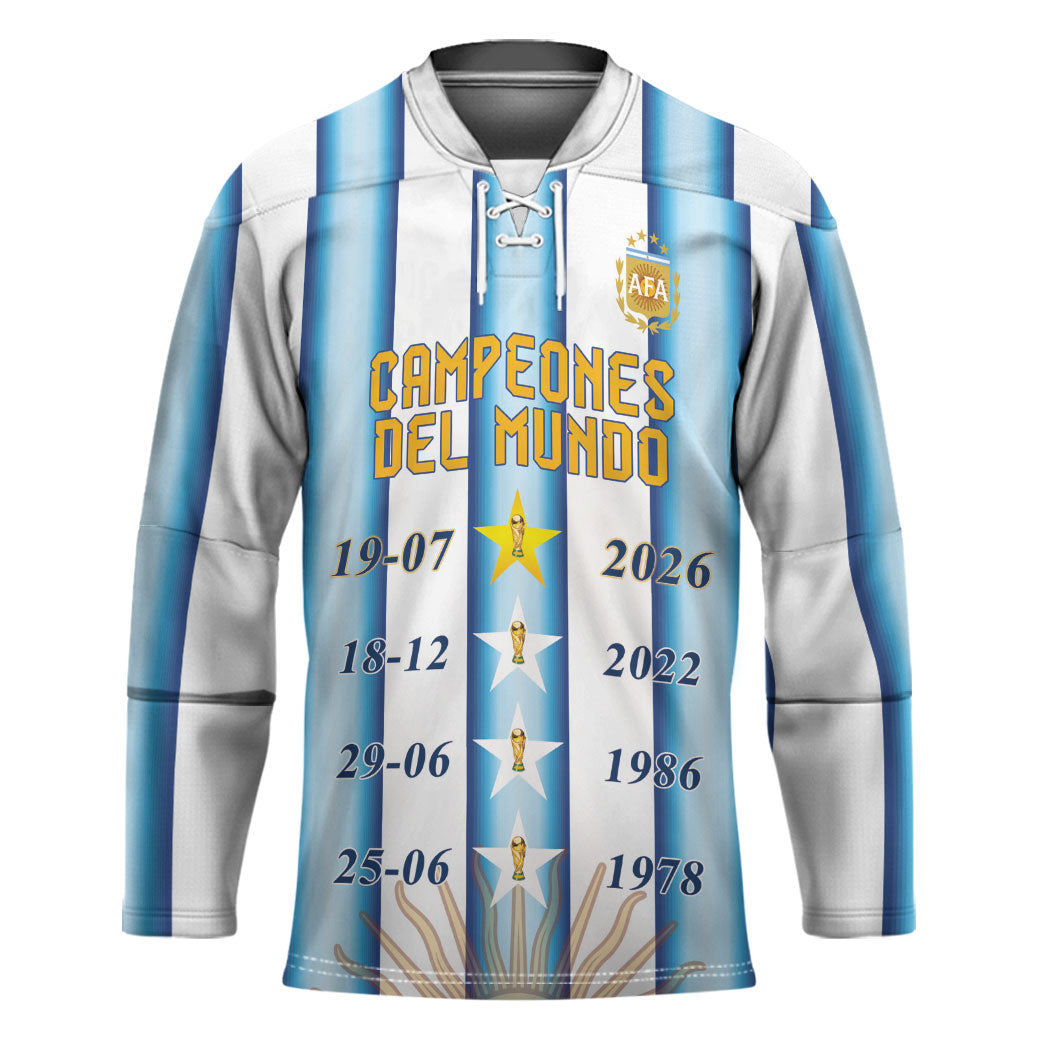 Custom Argentina Campeones Del Mundo 2026 Hockey Jersey Four Star World Champions Glory