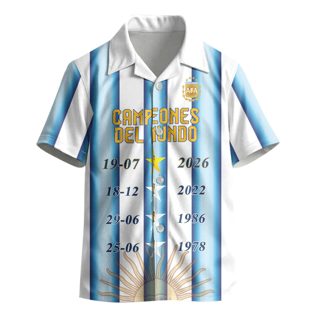 Custom Argentina Campeones Del Mundo 2026 Kid Hawaiian Shirt Four Star World Champions Glory