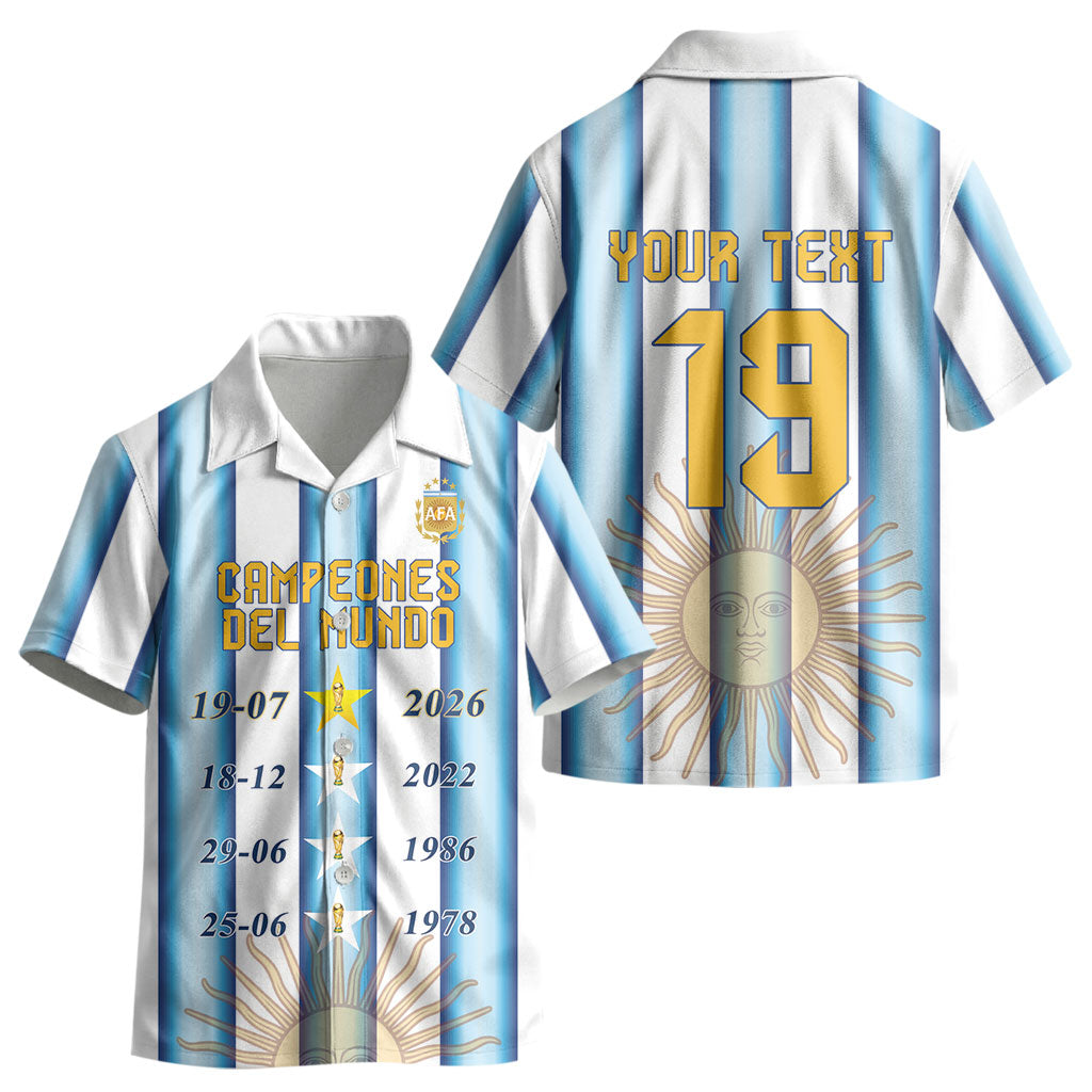 Custom Argentina Campeones Del Mundo 2026 Kid Hawaiian Shirt Four Star World Champions Glory