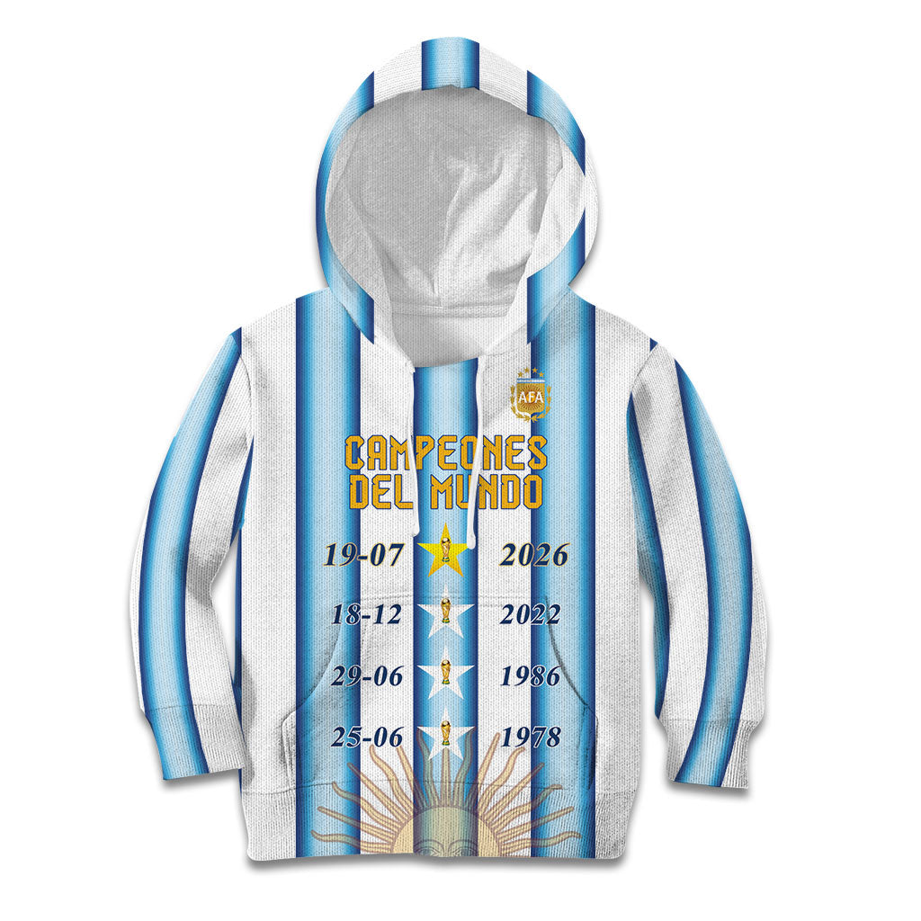 Custom Argentina Campeones Del Mundo 2026 Kid Hoodie Four Star World Champions Glory
