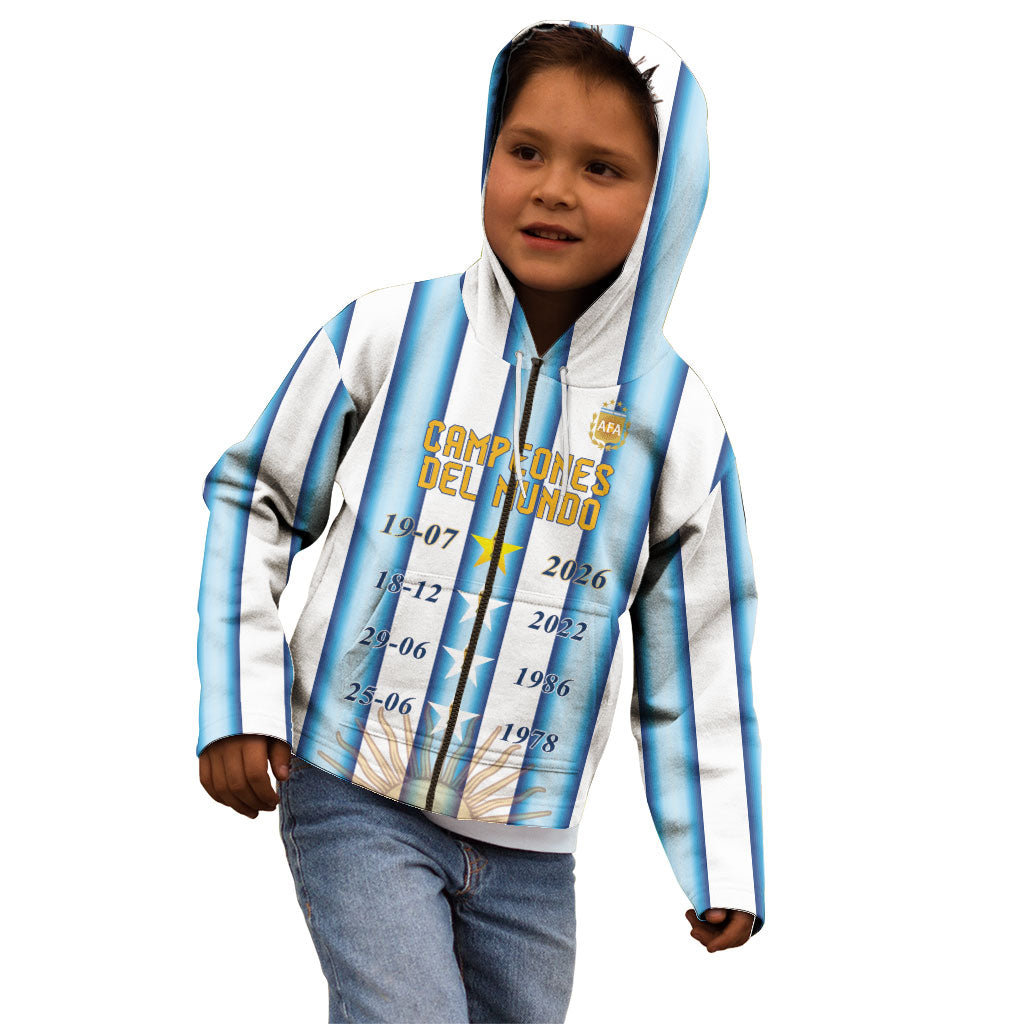 Custom Argentina Campeones Del Mundo 2026 Kid Hoodie Four Star World Champions Glory