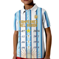 Custom Argentina Campeones Del Mundo 2026 Kid Polo Shirt Four Star World Champions Glory