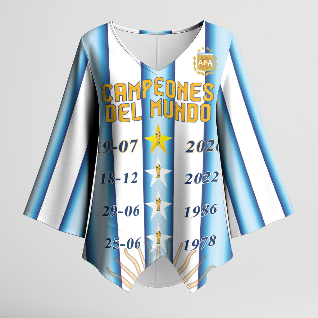 Custom Argentina Campeones Del Mundo 2026 Kimono Sleeve Blouse Four Star World Champions Glory