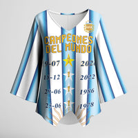 Custom Argentina Campeones Del Mundo 2026 Kimono Sleeve Blouse Four Star World Champions Glory