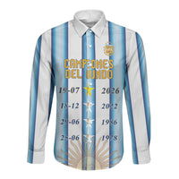 Custom Argentina Campeones Del Mundo 2026 Long Sleeve Button Shirt Four Star World Champions Glory
