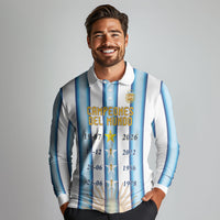 Custom Argentina Campeones Del Mundo 2026 Long Sleeve Polo Shirt Four Star World Champions Glory