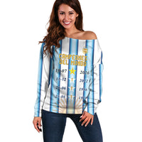 Custom Argentina Campeones Del Mundo 2026 Off Shoulder Sweater Four Star World Champions Glory