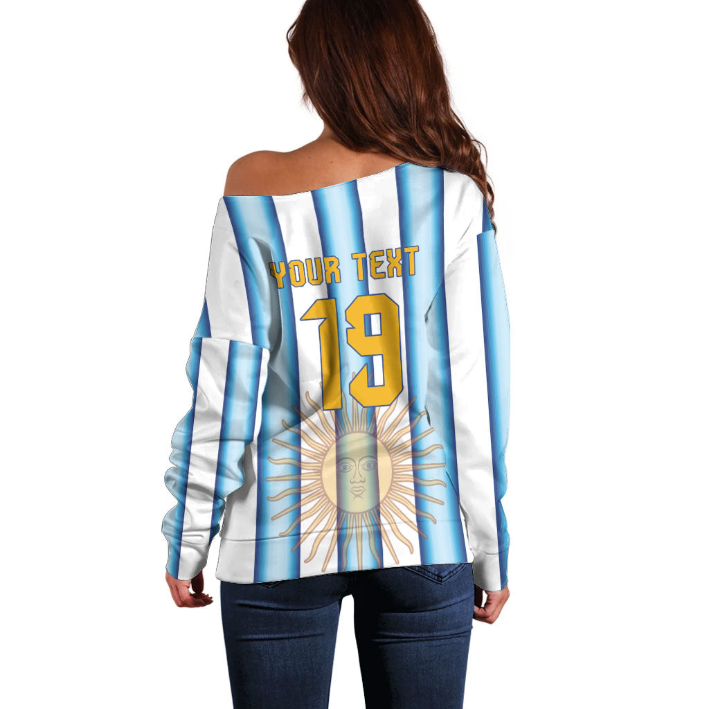 Custom Argentina Campeones Del Mundo 2026 Off Shoulder Sweater Four Star World Champions Glory