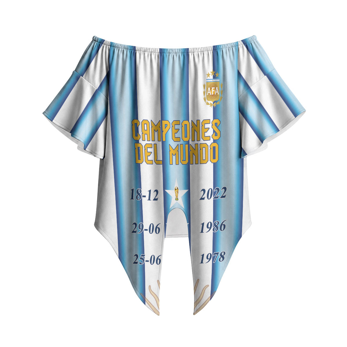 Custom Argentina Campeones Del Mundo 2026 Off Shoulder Wrap Waist Top Four Star World Champions Glory