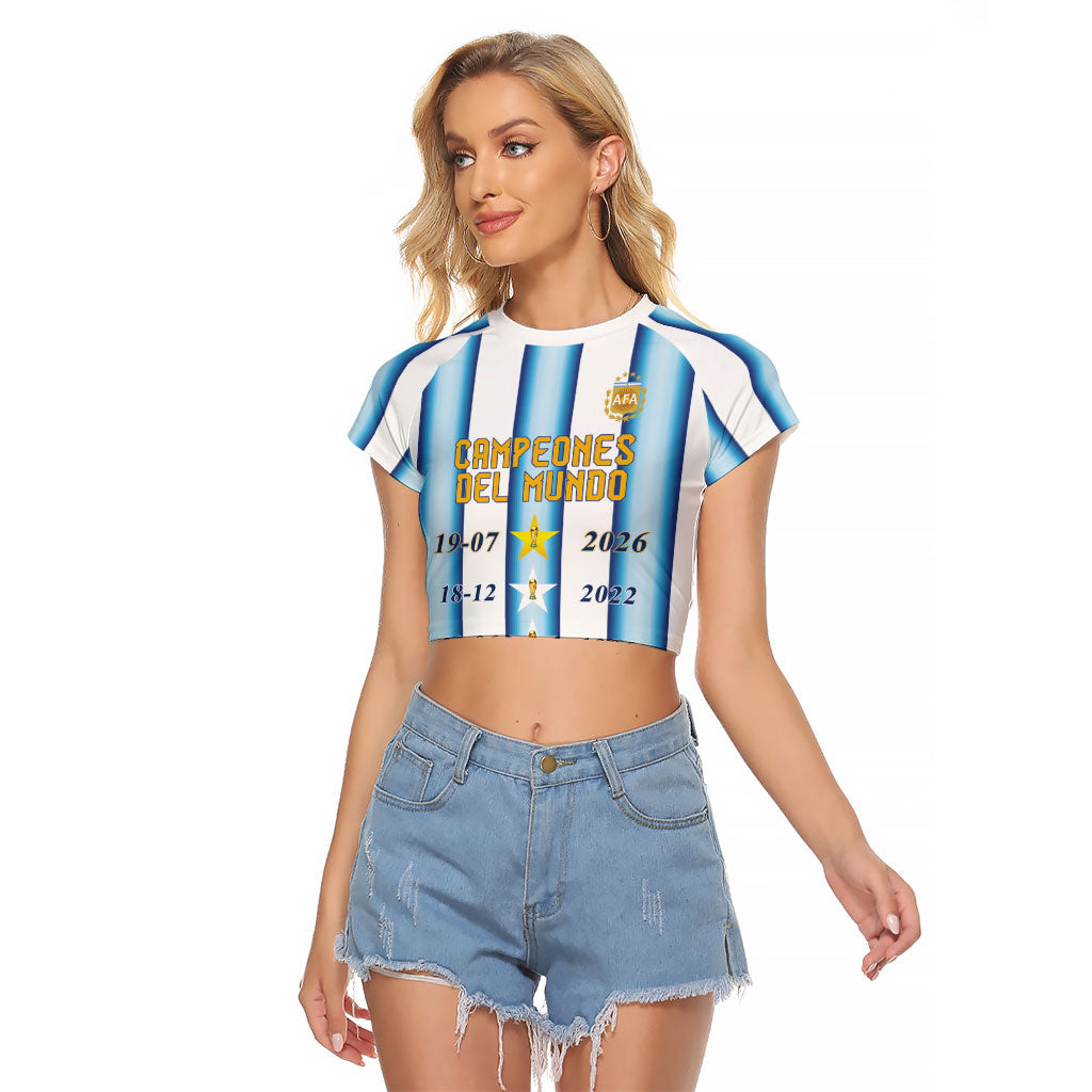 Custom Argentina Campeones Del Mundo 2026 Raglan Cropped T Shirt Four Star World Champions Glory