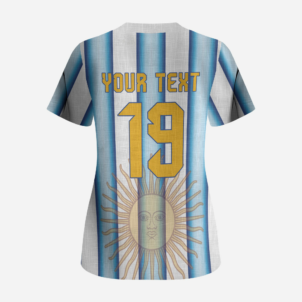 Custom Argentina Campeones Del Mundo 2026 Scrub Top Four Star World Champions Glory