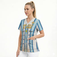 Custom Argentina Campeones Del Mundo 2026 Scrub Top Four Star World Champions Glory