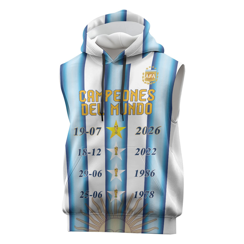 Custom Argentina Campeones Del Mundo 2026 Sleeveless Hoodie Four Star World Champions Glory