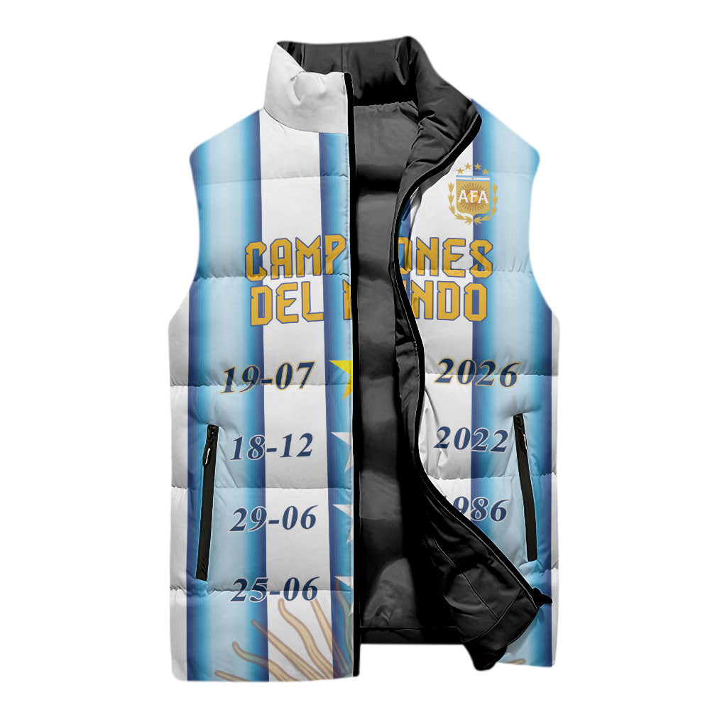 Custom Argentina Campeones Del Mundo 2026 Sleeveless Puffer Jacket Four Star World Champions Glory