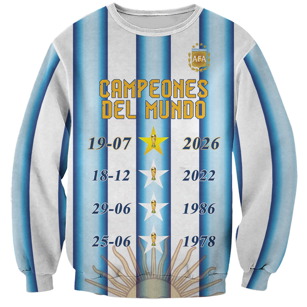 Custom Argentina Campeones Del Mundo 2026 Sweatshirt Four Star World Champions Glory