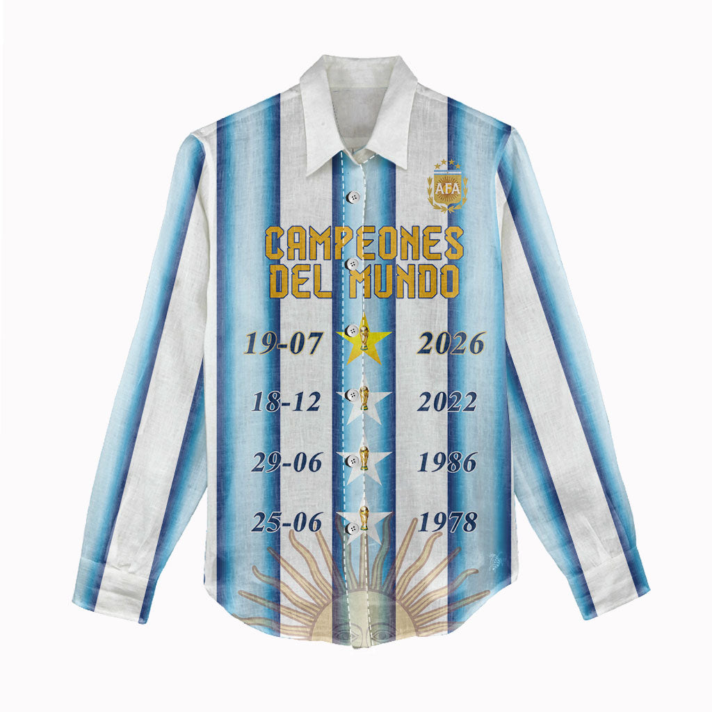 Custom Argentina Campeones Del Mundo 2026 Women Casual Shirt Four Star World Champions Glory