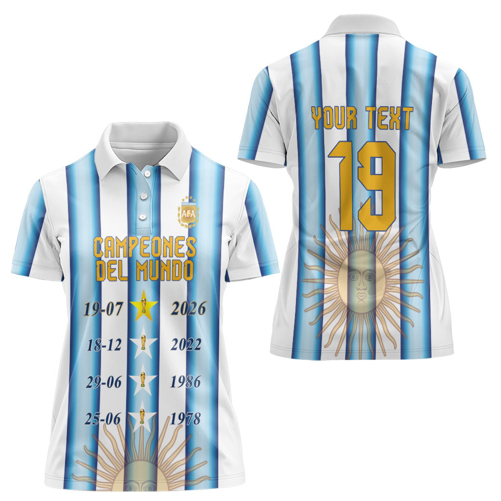 Custom Argentina Campeones Del Mundo 2026 Women Polo Shirt Four Star World Champions Glory