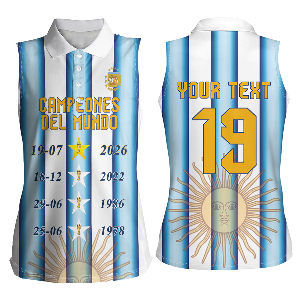 Custom Argentina Campeones Del Mundo 2026 Women Sleeveless Polo Shirt Four Star World Champions Glory