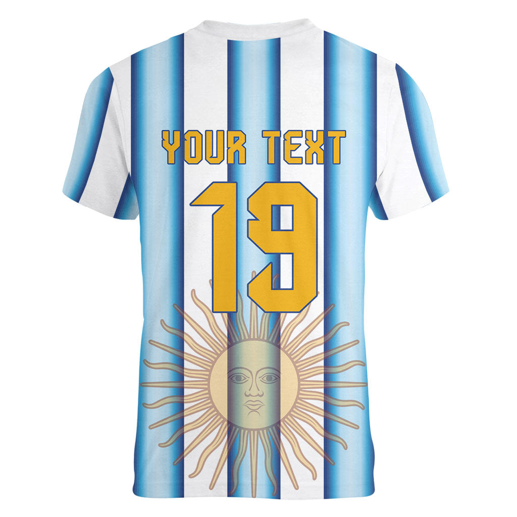 Custom Argentina Campeones Del Mundo 2026 Women V-Neck T-Shirt Four Star World Champions Glory
