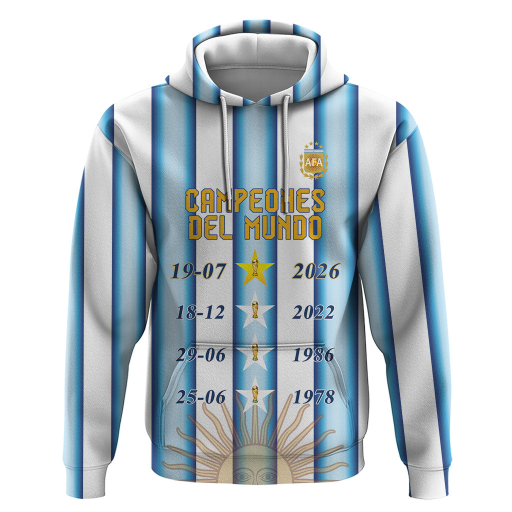 Custom Argentina Campeones Del Mundo 2026 Zip Hoodie Four Star World Champions Glory