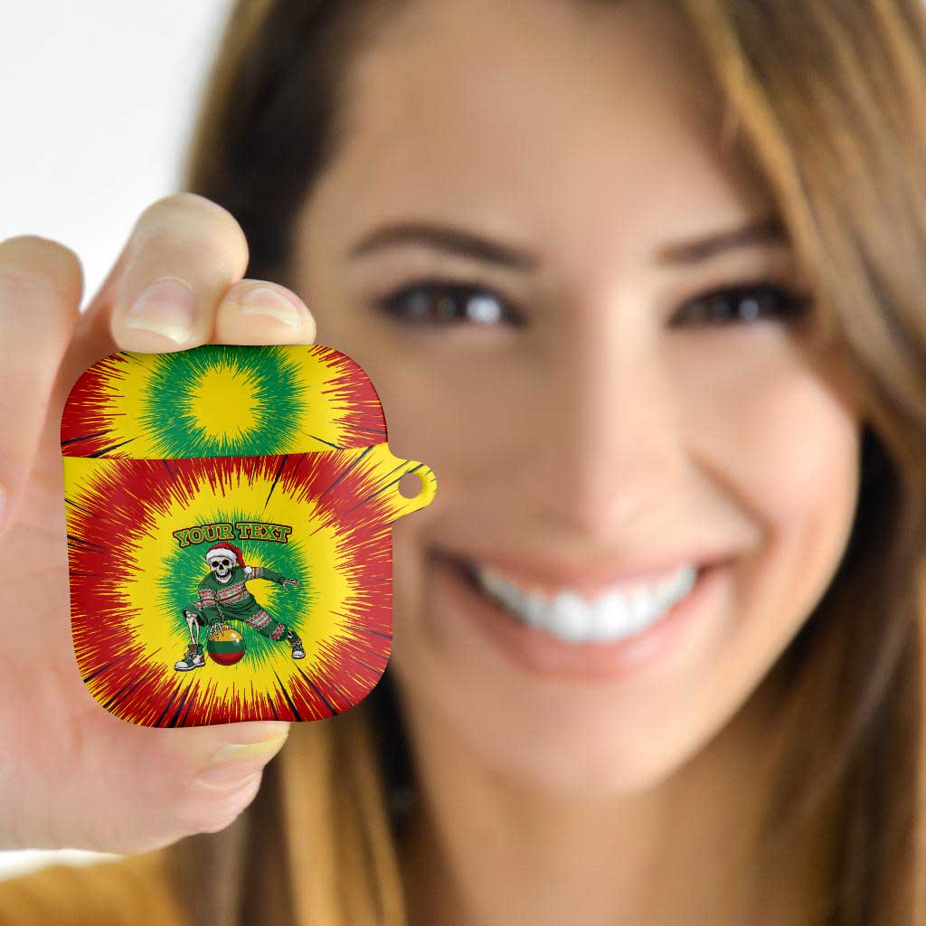 Lithuania Christmas Tie Dye AirPods Case Skeleton Basketball Slam Dunk Santa Hat - Wonder Print Shop