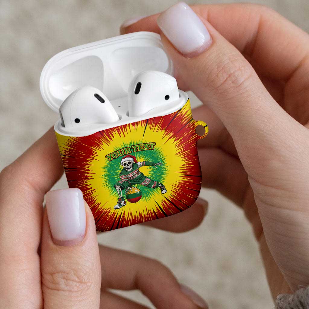 Lithuania Christmas Tie Dye AirPods Case Skeleton Basketball Slam Dunk Santa Hat - Wonder Print Shop