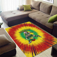 Lithuania Christmas Tie Dye Area Rug Skeleton Basketball Slam Dunk Santa Hat - Wonder Print Shop