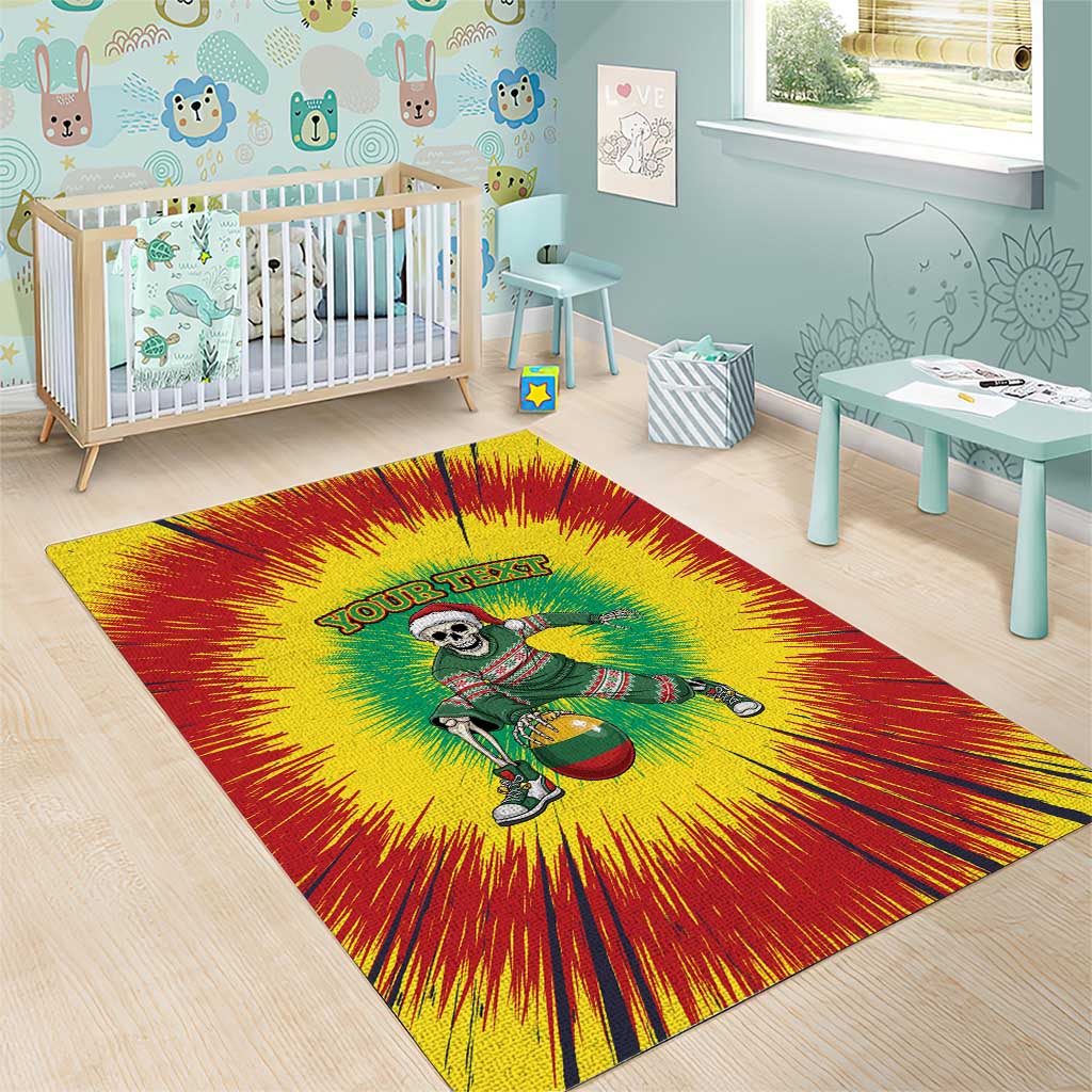 Lithuania Christmas Tie Dye Area Rug Skeleton Basketball Slam Dunk Santa Hat - Wonder Print Shop