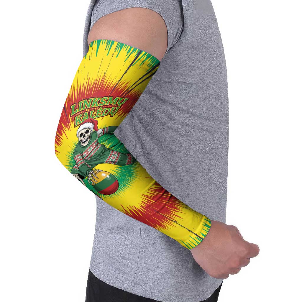 Lithuania Christmas Tie Dye Arm Sleeves Skeleton Basketball Slam Dunk Santa Hat - Wonder Print Shop