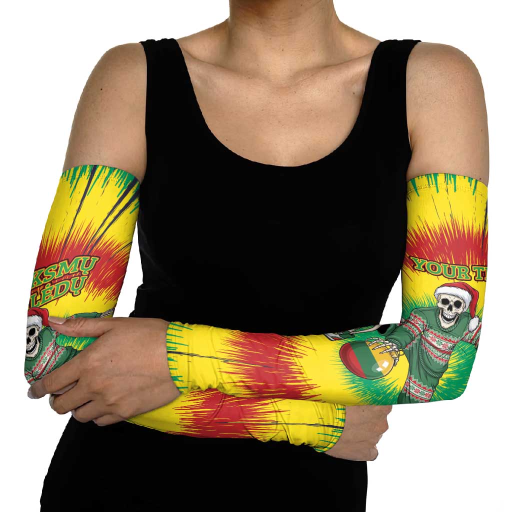 Lithuania Christmas Tie Dye Arm Sleeves Skeleton Basketball Slam Dunk Santa Hat - Wonder Print Shop