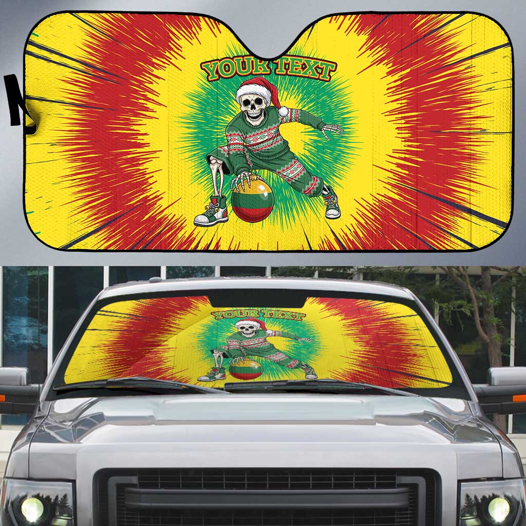 Lithuania Christmas Tie Dye Auto Sun Shade Skeleton Basketball Slam Dunk Santa Hat - Wonder Print Shop