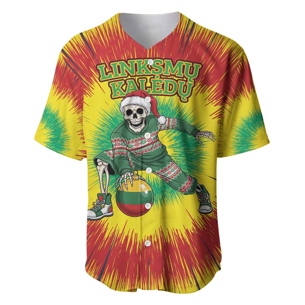 Personalized Lithuania Christmas Tie Dye Baseball Jersey Skeleton Basketball Slam Dunk Santa Hat LT19