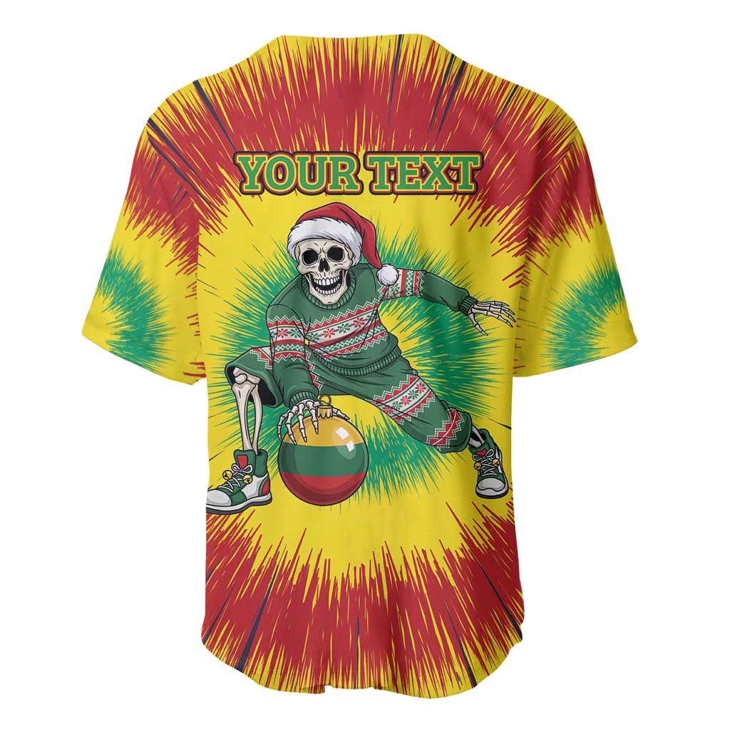 Personalized Lithuania Christmas Tie Dye Baseball Jersey Skeleton Basketball Slam Dunk Santa Hat LT19