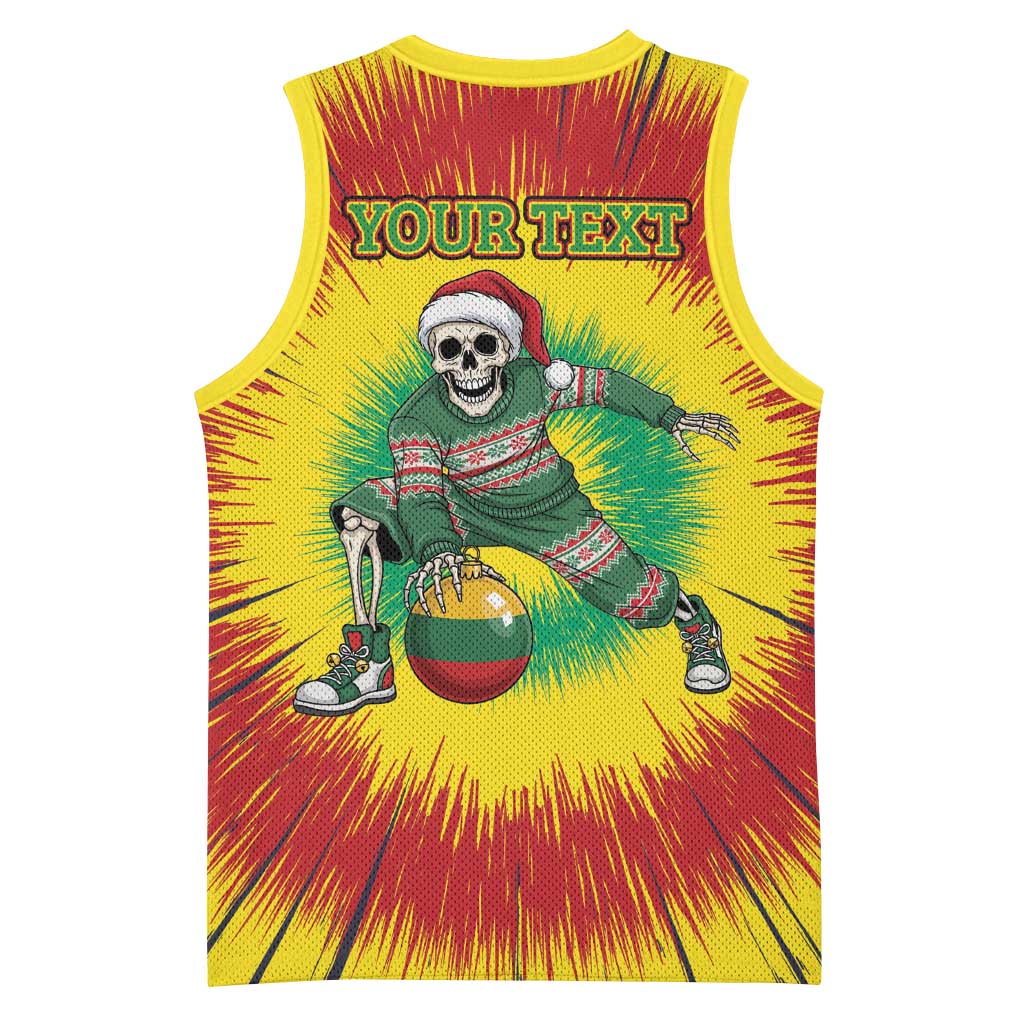 Personalized Lithuania Christmas Tie Dye Basketball Jersey Skeleton Basketball Slam Dunk Santa Hat LT19