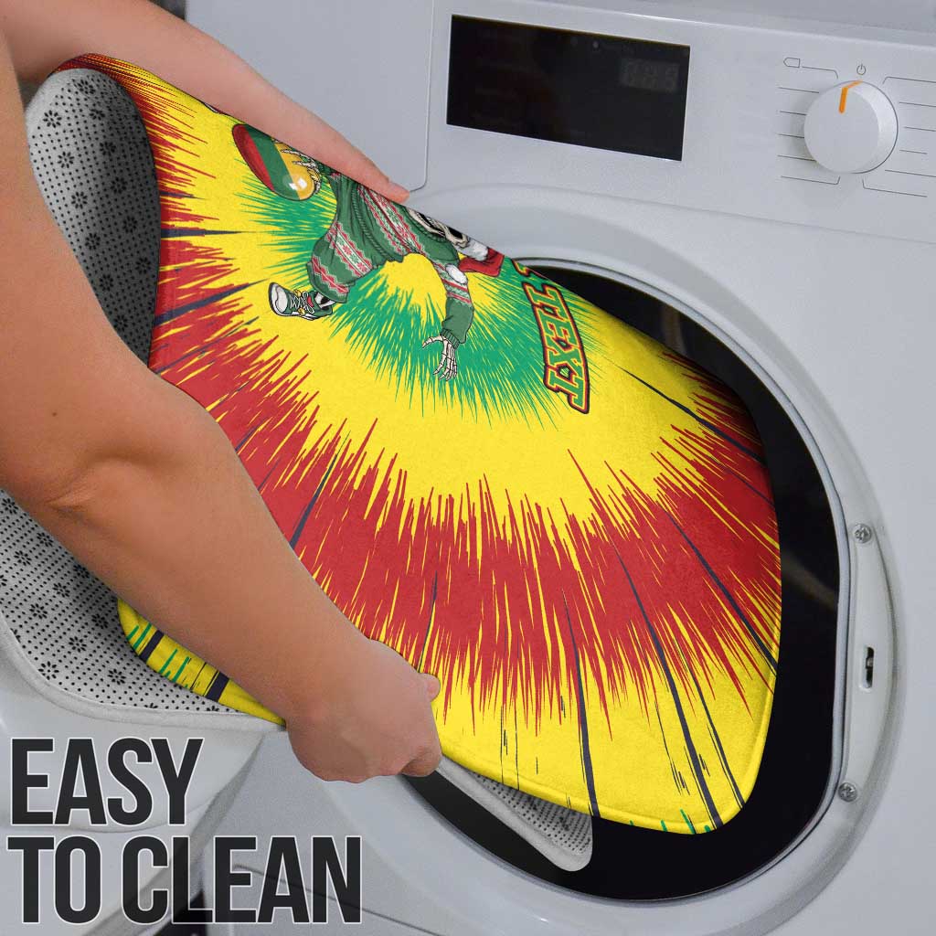 Lithuania Christmas Tie Dye Bathroom Set Skeleton Basketball Slam Dunk Santa Hat - Wonder Print Shop