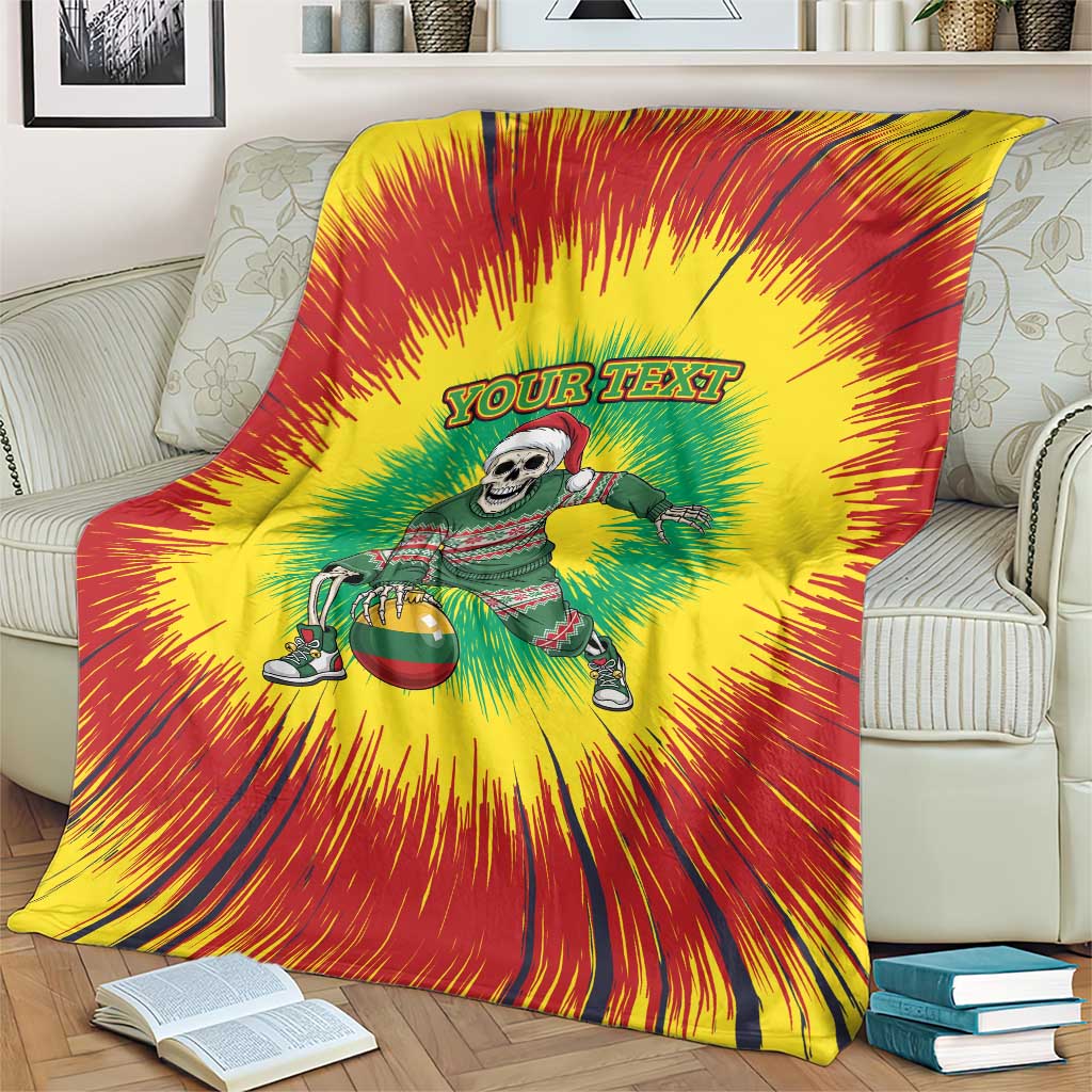 Lithuania Christmas Tie Dye Blanket Skeleton Basketball Slam Dunk Santa Hat - Wonder Print Shop