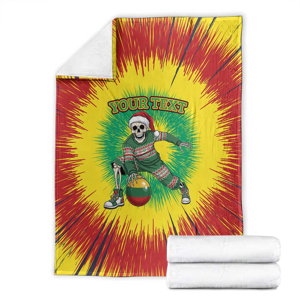 Lithuania Christmas Tie Dye Blanket Skeleton Basketball Slam Dunk Santa Hat - Wonder Print Shop