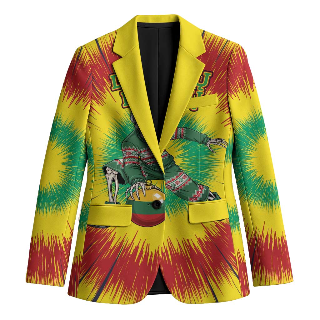 Personalized Lithuania Christmas Tie Dye Blazer Skeleton Basketball Slam Dunk Santa Hat LT19