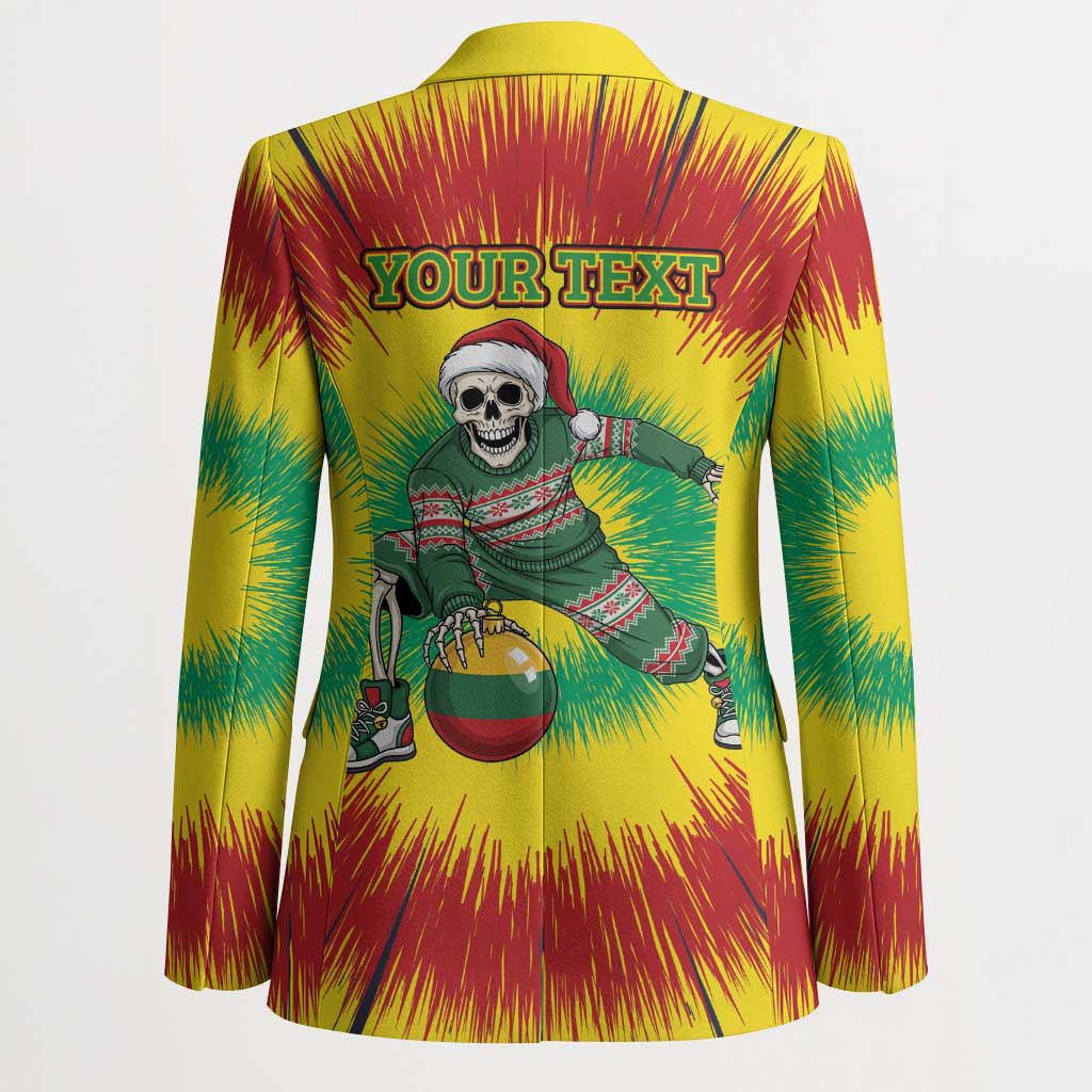 Personalized Lithuania Christmas Tie Dye Blazer Skeleton Basketball Slam Dunk Santa Hat LT19