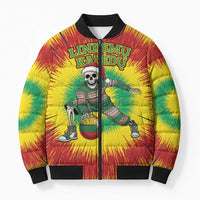 Personalized Lithuania Christmas Tie Dye Bomber Puffer Jacket Skeleton Basketball Slam Dunk Santa Hat LT19