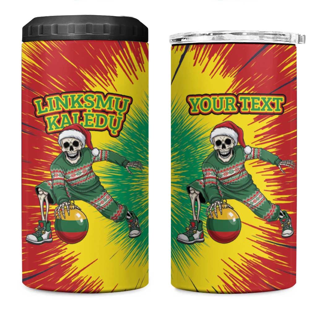 Lithuania Christmas Tie Dye 4 in 1 Can Cooler Tumbler Skeleton Basketball Slam Dunk Santa Hat - Wonder Print Shop