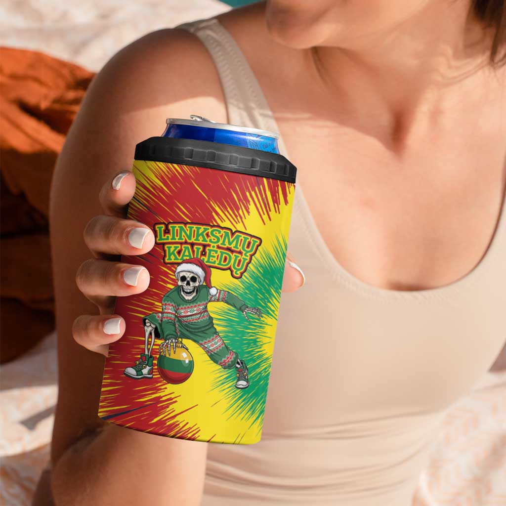 Lithuania Christmas Tie Dye 4 in 1 Can Cooler Tumbler Skeleton Basketball Slam Dunk Santa Hat - Wonder Print Shop