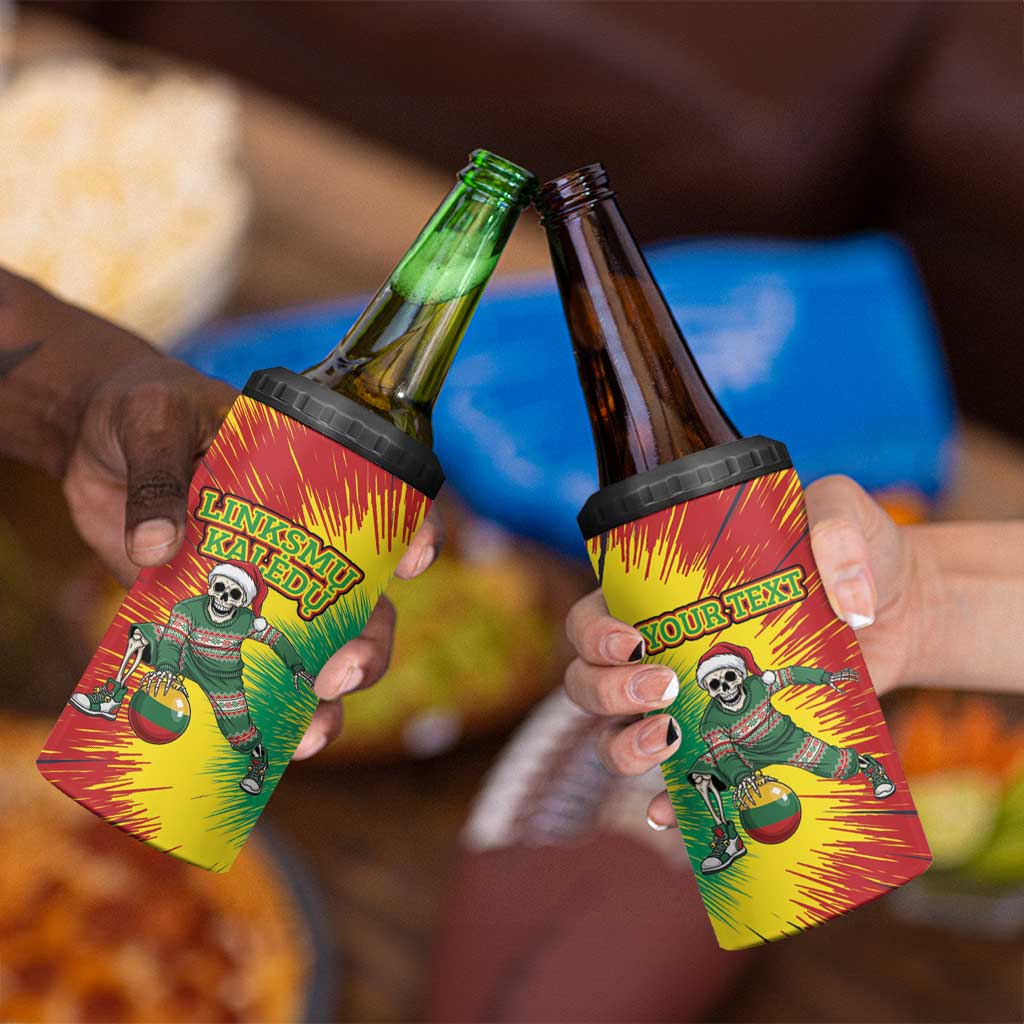 Lithuania Christmas Tie Dye 4 in 1 Can Cooler Tumbler Skeleton Basketball Slam Dunk Santa Hat - Wonder Print Shop