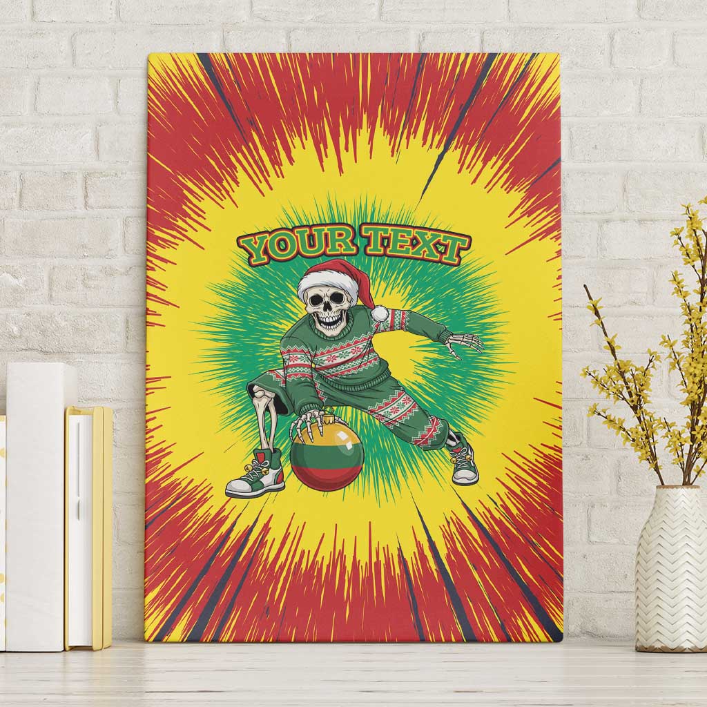 Lithuania Christmas Tie Dye Canvas Wall Art Skeleton Basketball Slam Dunk Santa Hat - Wonder Print Shop