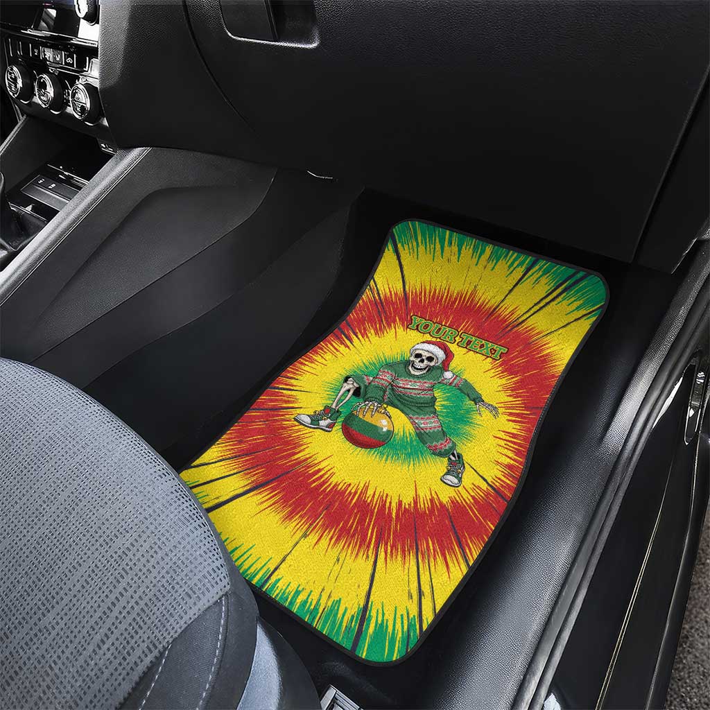 Lithuania Christmas Tie Dye Car Mats Skeleton Basketball Slam Dunk Santa Hat - Wonder Print Shop