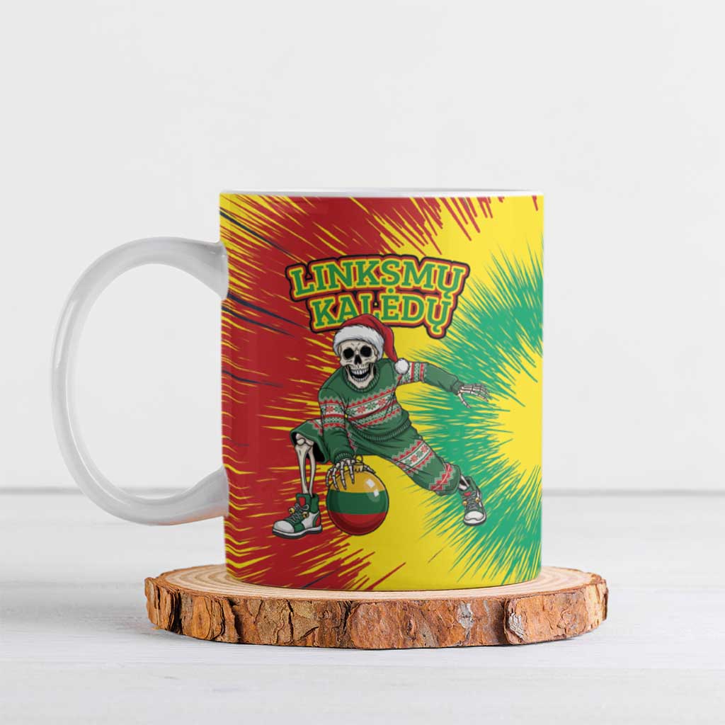 Lithuania Christmas Tie Dye Ceramic Mug Skeleton Basketball Slam Dunk Santa Hat - Wonder Print Shop